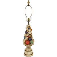 xl Mid-Century Topiary Obst Korb Keramik & Tole Lamp Palm Beach Regency Dekor Tropisch Lackiert Gips von retrosymphony