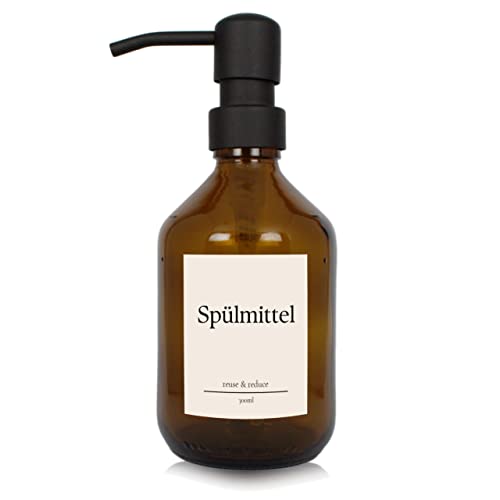 Seifen-Spender braunes Glas 300ml für Spülmittel mit schwarzer Edelstahlpumpe reuse & reduce Retro Seifen-Spender braunes Glas 300ml für Spülmittel mit schwarzer Edelstahlpumpe reuse & reduce Retro von reuse & reduce