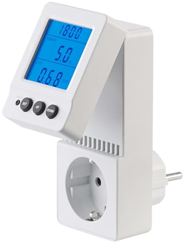 revolt Stromkosten Messgerät: Digitaler 230-V-Energiekostenmesser mit Aufklapp-XL-Display, 3.680 W (Strommessgerät Steckdose, Stromzähler Digital Steckdose, Waschmaschine) von revolt