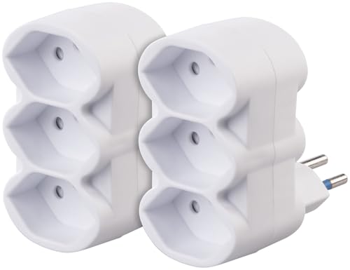 revolt Dreifachsteckdose: 2er-Set Dreifach-Steckdosen für Typ J (Schweiz), 230 Volt, bis 2.300 W (Dreifachstecker Steckdosen, Dreifachsteckdose Aufputz) von revolt