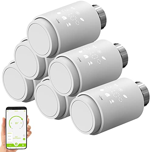 revolt Thermostat Smart: 6er-Set programmierbare Heizkörper-Thermostate mit Bluetooth und App (Thermostat Digital, Thermostatkopf, Programmierbares Heizkörperthermostate) von revolt