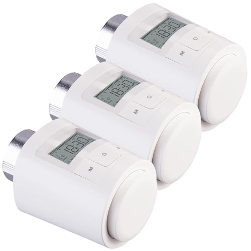 revolt Heizkoerperthermostate: 3er-Set Programmierbare Universal-Heizkörper-Thermostate, Display (Digitales Heizkörperthermostat, Thermostat-Heizkörperventil) von revolt