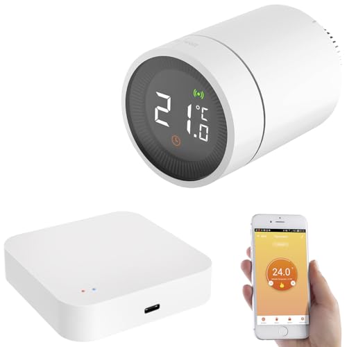 revolt Heizungsthermostat Smart: Smartes Heizkörperthermostat mit App, Sprachsteuerung & ZigBee-Gateway (Thermostat Heizung Smart, WLAN Thermostate, Thermostatventile) von revolt