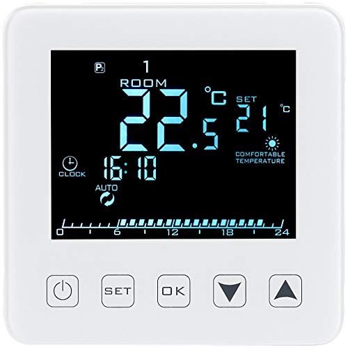 revolt Heizungsthermostat Wand: Wand-Thermostat für Fußbodenheizung, LCD, Touch-Tasten, programmierbar (Thermostat Heizung Wand, Raumthermostat Touch, Programmierbare Thermostate) von revolt