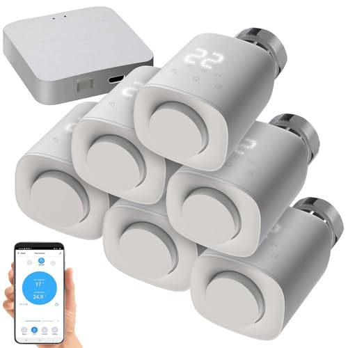 revolt Heizungsthermostat: 6er-Set programmierbare Heizkörper-Thermostate mit WLAN-Gateway & App (Heizkörperthermostat Smart, Heizkörperthermostate WLAN, Heizung) von revolt