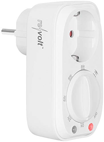 revolt Licht Timer Schaltung: Zeitschaltuhr mit Lichtsensor-Schaltung, 8-Stunden-Timer, 3.680 Watt (Timer Steckdose, Countdown, Dämmerungsschalter) von revolt