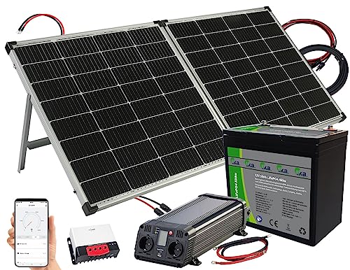 revolt Inselanlage: Solar-Set: Wechselrichter 230 V, Akku, Laderegeler & 240-W-Solarpanel (Balkonkraftwerk mit Speicher, Balkonkraft-Werk, Solargenerator) von revolt