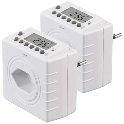 revolt Programmierbae-Timer: 2er-Set Zeitschaltuhren für Typ-J-Steckdose, LCD-Display,2.300W (Zeitschaltuhren Digital Steckdose) von revolt