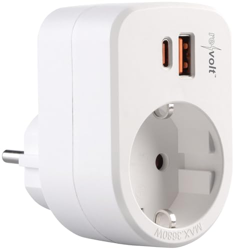 revolt Netzteil Mehrfach: 3in1-Steckdose, USB-C mit PD 30 W, USB-A mit QC 3.0 30 W, 230 Volt (Aufputz-Steckdosen innen, Zwischenstecker mit Anschluss) von revolt