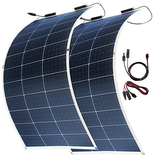 revolt Solarpanel Flex: 2er-Set Flexible monokristalline Solarmodule mit Anderson-Adapter (Solarmodul für Gartenbeleuchtung, Flexible Solar-Panel, Semiflexible) von revolt