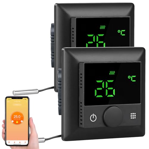 revolt Thermostat Heizung WLAN: 2er-Set WLAN-Fußbodenheizungs-Thermostate mit Sprachsteuerung, schwarz (Smart-Thermostat Elektroheizung, Fussbodenheizung WLAN-Steuerung, Heizkörper) von revolt