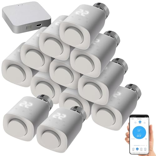 revolt Heizthermostat: 12er-Set programmierbare Heizkörper-Thermostate mit WLAN-Gateway, App (Heizkörperthermostate WLAN, Elektronikheizkörper-Thermostat, Heizungsventile) von revolt