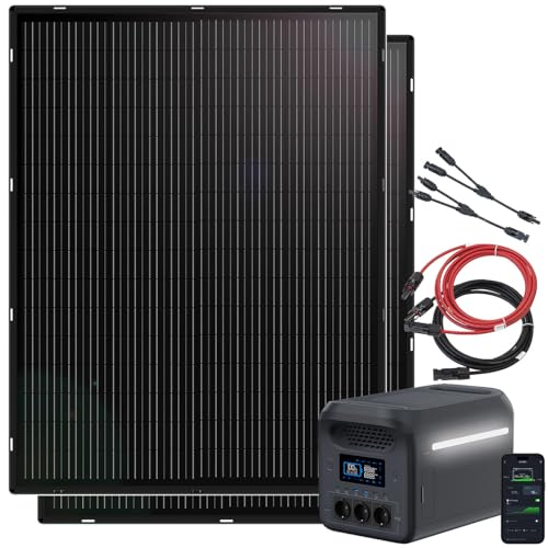 revolt Solar Power Station Set: Tragbare Powerstation & Solar-Generator 1.229 Wh, USV, 2X 215-W-Panel (Speicherpaket, PV Batteriespeicher) von revolt