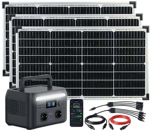 revolt Solar Power Stations: Tragbare Powerstation & Solargenerator 512 Wh, USV, App, 3X 60-W-Panel (Solar Generator mit Panel, Speichersysteme) von revolt