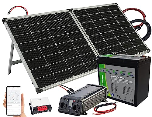 revolt Solar für Garten 230V: Solar-Set: Wechselrichter 230 V, Akku, Laderegeler & 240-W-Solarpanel (Solaranlage für Garten, Solaranlage Gartenhaus, Inselanlage Speicher) von revolt