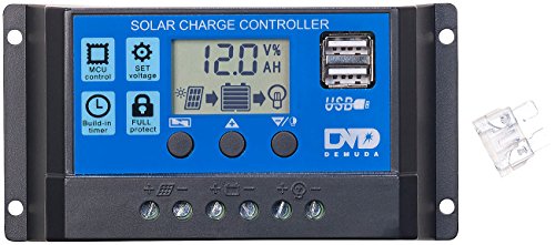 revolt Solar Controller: Solar-Laderegler für 12/24-V-Akkus, PWM-Lademodus, 2 USB-Ports, 10 A (Laderegler Solar 12V, Solar Controller 12V, Regler für Solaranlage) von revolt