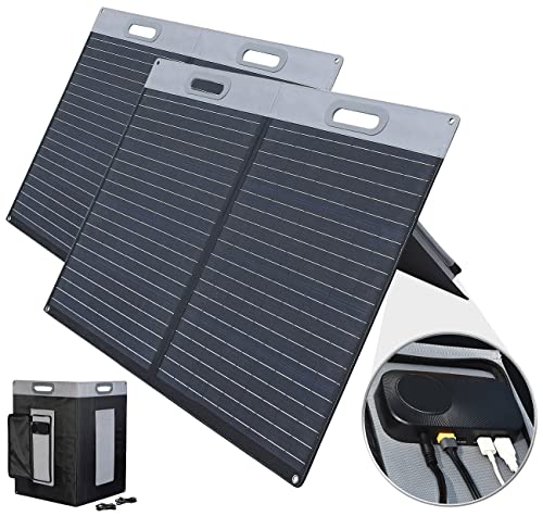 revolt Solarpanels Tasche: 2er-Set Falt-Solarpanele, 2 monokristalline Zellen, USB-C, ETFE, 100 W (Solarzelle klappbar, Faltbares Sonnenpanel) von revolt