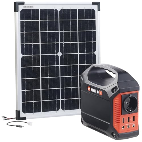 revolt Solar Generator Set: Fensterbank-Solarkraftwerk: Powerstation mit 20-W-Modul, 155 Wh, 230 V (Solar-Generator & Powerbank, Powerstation Set, Spannungswandler) von revolt