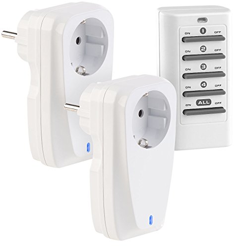 revolt Steckdose Fernbedienung: 2er-Set Funksteckdosen mit Fernbedienung, bis 16 A, 3.680 Watt (Zeitschaltuhr mit, Funksteckdose mit Zeitschaltuhr, Schalter) von revolt