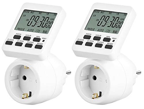 revolt Schaltzeituhr: 2er-Set Digitale Zeitschaltuhren mit 180° rotierbarem LCD-Display (Zeitschaltuhr minutengenau, Digitale Steckdose, Timer) von revolt
