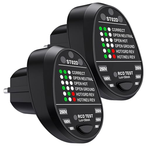 revolt Steckdosen-Testgerät: Steckdosentester mit Status-LEDs, bis 230 Volt 2er-Set (Tester für Steckdose, Steckdosenspannungsprüfer) von revolt