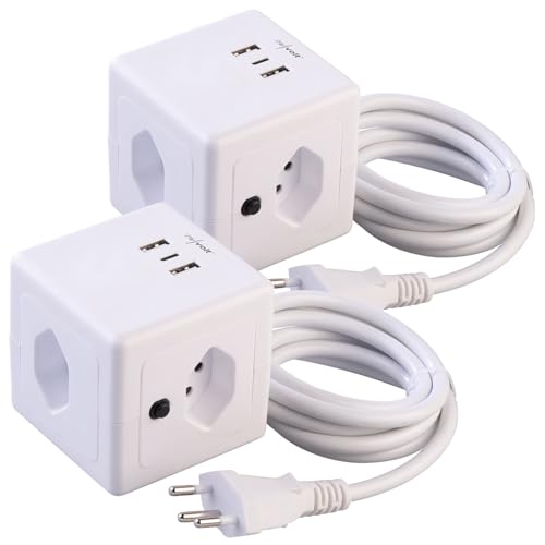 revolt Steckdosenwürfel Schweiz: 2er-Set 4-fach-Steckdosen-Würfel mit USB-C PD 20 W & 2x USB-A mit QC (Steckdosenleiste platzsparend, Steckdosenwürfel USB) von revolt