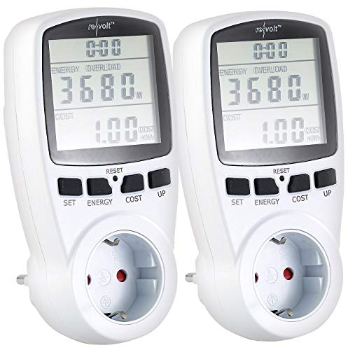 revolt Stromverbrauchsmessgerät: 2er-Set digitale Energiekostenmesser mit XXL Jumbo Display (Messgerät Stromverbrauch, Energieverbrauchsmesser, Stromzähler mit Stecker) von revolt