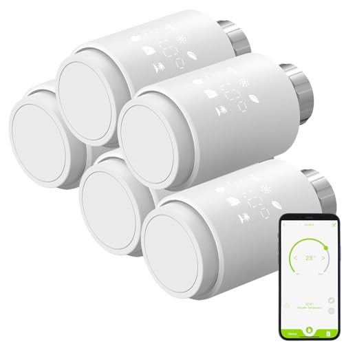 revolt Thermostat ZigBee: 5er-Set ZigBee-Heizkörperthermostate, weltweite App-Steuerung, Display (ZigBee Thermostat Heizung, Thermostat ZigBee-Steuerzentrale, Heizkörper) von revolt