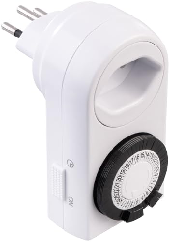 revolt Tageszeitschaltuhr: Mechanischer 24-Std.-Timer für Steckdose Typ J, bis 2.300 Watt (Zeitschaltuhr Steckdose mechanisch) von revolt
