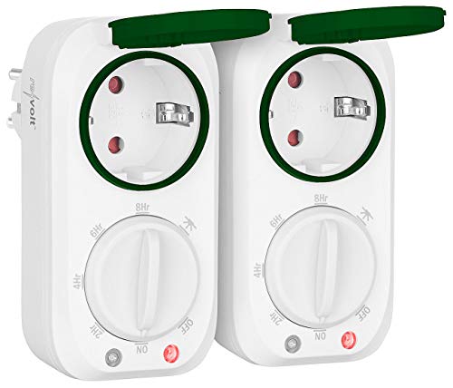 revolt Gartensteckdosen: 2er-Set Outdoor-Zeitschaltuhr mit 8-Std.-Timer & Lichtsensor, 3.680 W (Elektrische Zeitschaltuhr, Zwischensteckdose, Dämmerungsschalter) von revolt