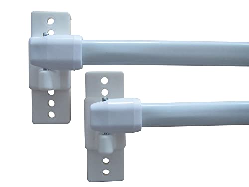 2 Vitragenstange & 4 Klebehaken verstellbar – Winkelklebehaken weiß, Cafehausstangen, Scheibenstangen, Scheibengardinenstangen, Gardinenstangen (Länge 100-180 cm) von rewagi