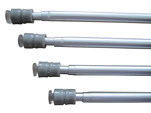 4 Klemmstangen, Teleskopstangen, Scheibengardinenstangen, Gardinenstangen, Vitragenstangen – Länge: 40 – 60 cm, 60 – 90 cm, 80 – 120 cm Farbe: silber Durchmesser: Ø 8 mm (Länge 60-90 cm) von rewagi