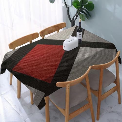 Garten Tischdecken Rechteckig, Geometrische Streifen Acryl Rot Grau Schwarz Weiß Modern,Fleckschutz Wasserdicht Tischtuch für Draußen Esszimmer,Küche,Garten,Party,Hochzeiten oder Haushalt 137x183cm von reyawdf