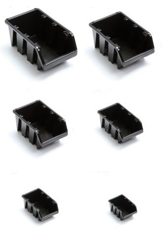 10 x Stapelboxen Sichtlagerkästen Sichtlagerkasten Stapelkisten Lagerbox schwarz 6 Größen (NP6) von rg-vertrieb