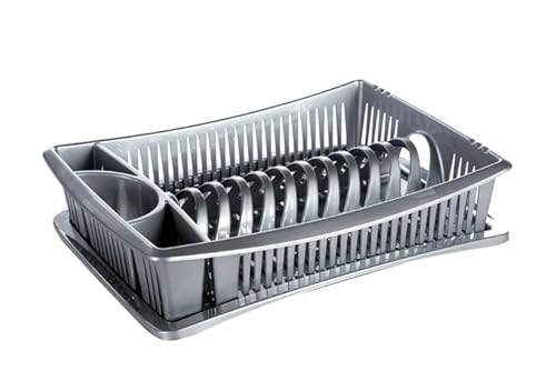 Abtropfgestell Abtropfständer Geschirrablage Abtropfschale Abtropfgitter Abtropfkorb Lux Geschirr Korb 39,5 x 28cm (Grau) von rg-vertrieb