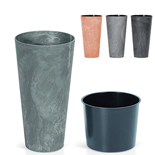 Blumenkübel Blumentopf Pflanzkübel Übertopf Beton-Optik oder Corten-Optik mit Einsatz Slim Vase Pflanztopf Beton Design (300 Corten) von rg-vertrieb