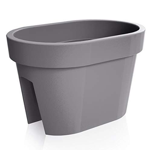 rg-vertrieb Blumentopf Balkonkasten Blumenkasten Geländerkasten Geländertopf Pflanztopf Railing Balkontopf 4 Farben (400 Grau) von rg-vertrieb