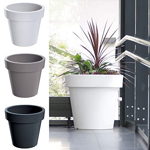 Blumentopf Blumenkübel Rund Pflanzkübel Pflanztopf Übertopf Lofly Größen & Farben wählbar (600 grau mit Rollen) von rg-vertrieb