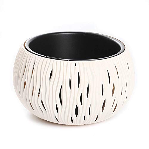 Blumentopf Pflanzentopf Balkontopf Hängetopf Aufhängen Welle-Design mit Einsatz wählbar (370 Creme) von rg-vertrieb