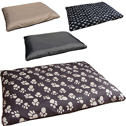 Hundebett Hundekissen Hundematte Hundematratze Tierbeet Schlafplatz Größe XL 76 x 61 cm 6 Farben von rg-vertrieb (Schwarz kleine Pfoten) von rg-vertrieb