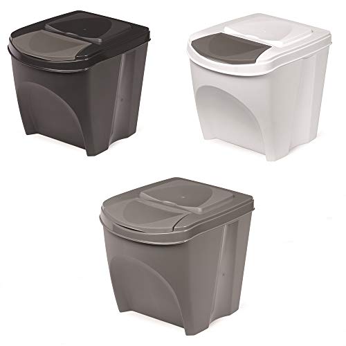 rg-vertrieb Mülleimer Abfalleimer Mülltrennsystem 25L Behälter Sorti Box Müllsortierer (Grau) von rg-vertrieb