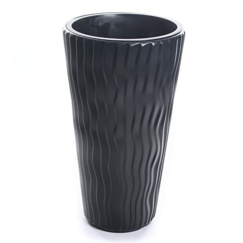 rg-vertrieb Pflanztopf Blumentopf Pflanzkübel Blumenkübel Massiv Sandy Slim 3D Effekt 3 Größen 4 Farben mit Einsatz (300 Anthrazit) von Surdefens