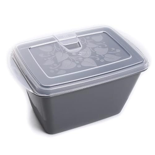 Vorratsdosen Frischhaltedosen Aufbewahrungsbox Mikrowelle Behälter Box Dosen Lebensmittelbehälter mit Deckel und Mikrowellenventil (0,9L - 3 Stück), Grau von rg-vertrieb