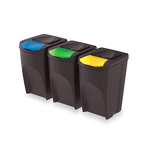 Set von 3 105L Recyclingwürfeln prosperplast sortibox der anthrazitfarbe von Prosperplast