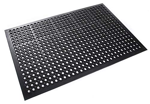 rg-vertrieb Anti-Fatigue-Fußmatte Gummimatte Wabenmatte mit Auffahrt Rand Schwarz 120x180cm Entwässerungslöcher von rg-vertrieb