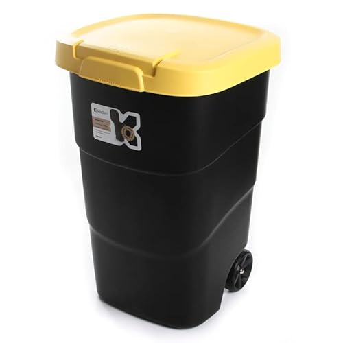 rg-vertrieb Gartenabfallbehälter Universaltonne Gartentonne Mülltonne Müllbehälter Mülleimer Abfalltonne (110L Gelb) von rg-vertrieb