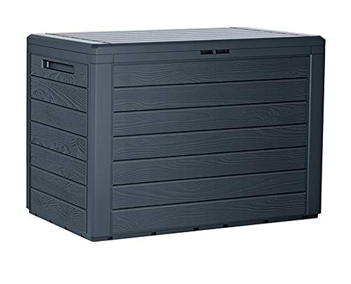 rg-vertrieb Gartenbox Auflagenbox 190L Truhe Box Gartentruhe Holz-Optik Woode Kissenbox Gartenkasten (Anthrazit) von rg-vertrieb