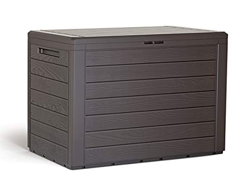 rg-vertrieb Gartenbox Auflagenbox 190L Truhe Box Gartentruhe Holz-Optik Woode Kissenbox Gartenkasten (Umbra) von rg-vertrieb