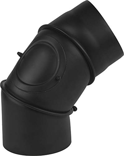 rg-vertrieb Ofenrohr Knie Winkel Bogen 0-90° verstellbar mit Tür Stahlrohr Abgasrohr Senotherm Schwarz 2mm Heizung Rauchrohrbogen (150mm) von rg-vertrieb