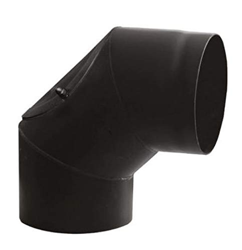 rg-vertrieb Ofenrohr Knie Winkel Bogen 90° mit Tür Stahlrohr Abgasrohr Senotherm Schwarz 2mm Heizung Rauchrohrbogen (120mm) von rg-vertrieb